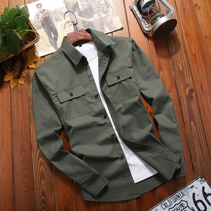 Men's cotton blend shirt jacket in utility look with chest flap pockets Mune Fashion