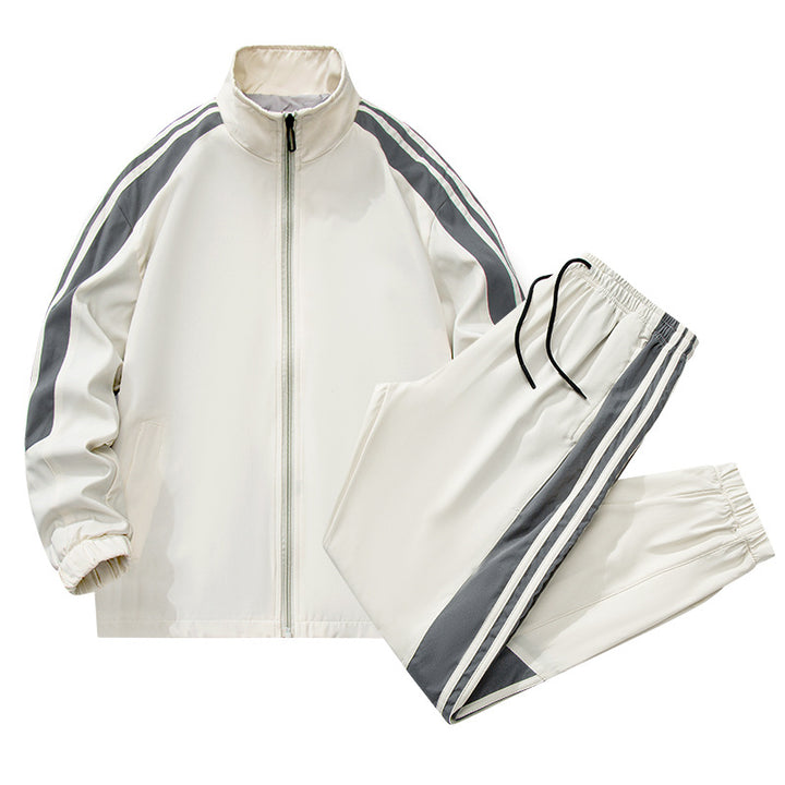 Men's classic sports training set with stand-up collar, full-length zipper, and elastic drawstring pants Mune Fashion