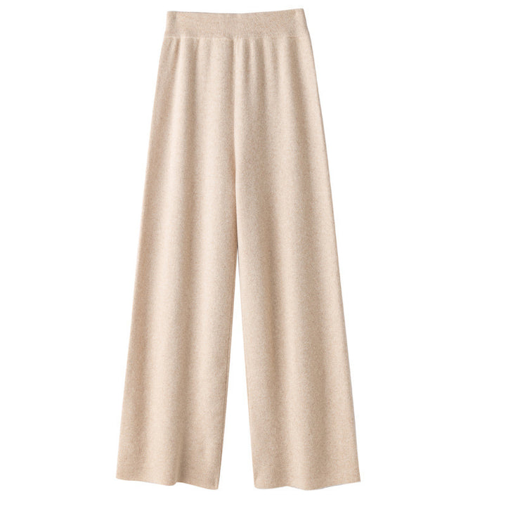 Women's Wide Knit Pants with High Waist and Cashmere-like Softness Mune Fashion