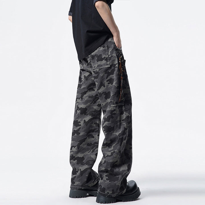 Men's Relaxed-Fit Camouflage Denim Pants with Extra Wide Leg Mune Fashion