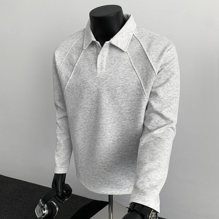 Men's Long Sleeve Polo with Half Placket, Raglan Seams and Structure Panels Mune Fashion