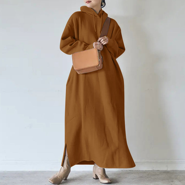 Women’s oversized hoodie maxidress with straight cut and side slit Mune Fashion