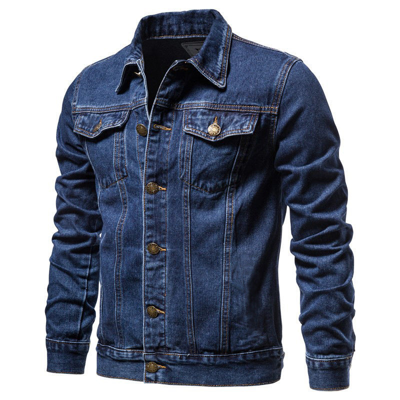 Men's tailored denim jacket with chest pockets, full button placket and contrast stitching Mune Fashion