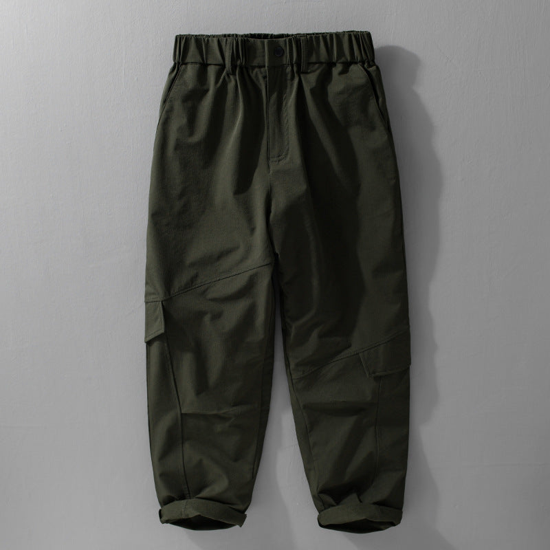 Men's Utility Cargo Pants with Elastic Waistband, Knee Patches, and Flap Pockets Mune Fashion