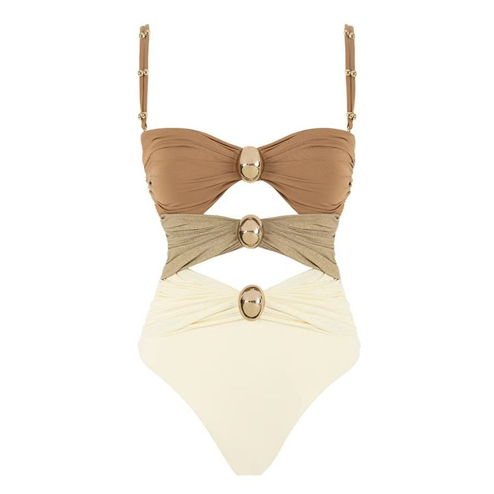 Ladies' one-piece swimsuit with fashionable lacing details and chic beach maxi skirts Mune Fashion