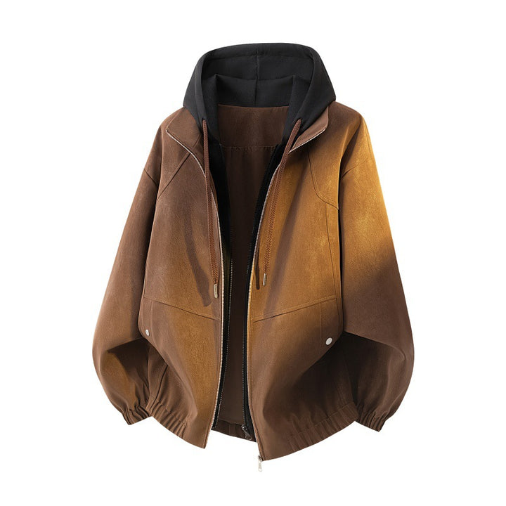 Women's Oversize Hooded Jacket with Double-Layer Contrast Hood and Elastic Hem Mune Fashion