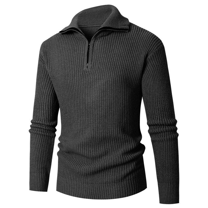 Men's coarse structure half-zip mock neck pullover made of thermoregulating cotton blend Mune Fashion