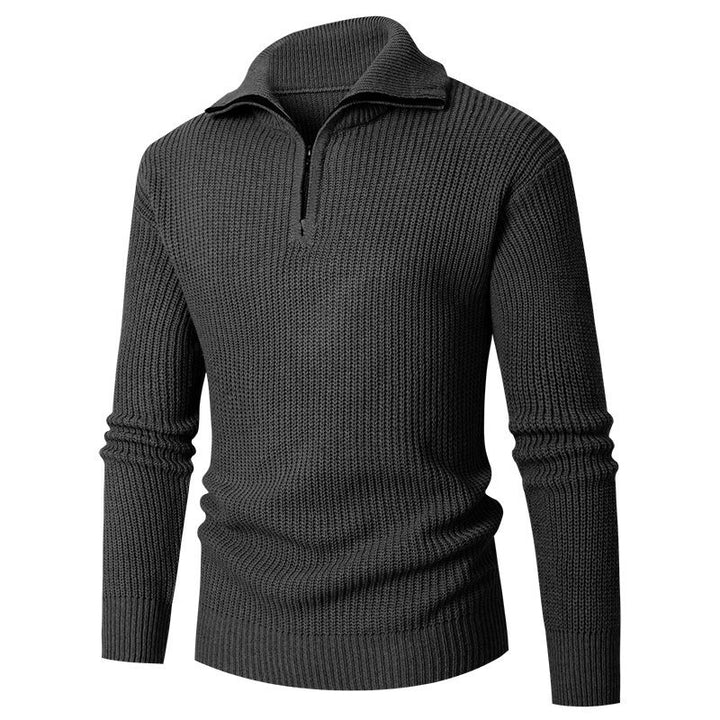 Men's coarse structure half-zip mock neck pullover made of thermoregulating cotton blend Mune Fashion
