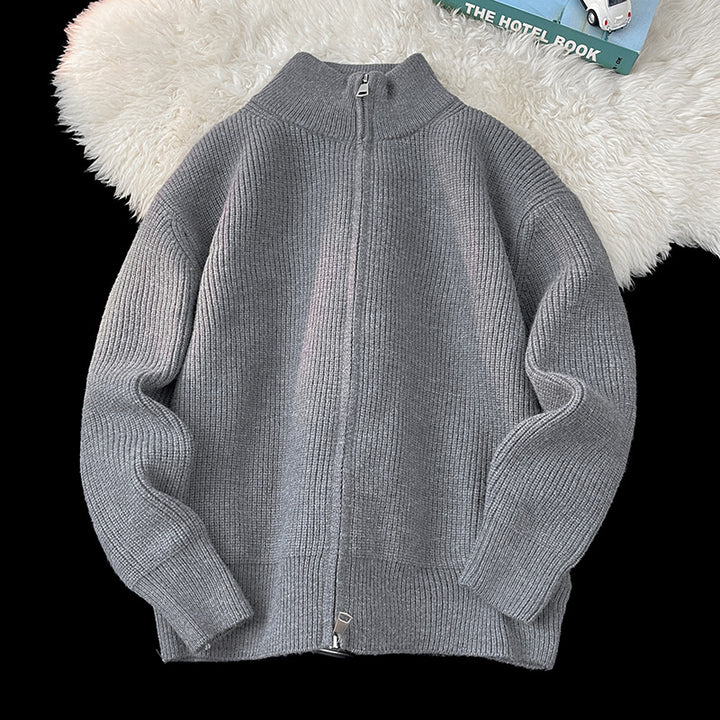 Women High-Quality Knit Sweater with Stand-Up Collar Mune Fashion