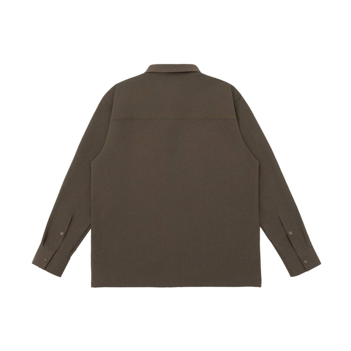 Unisex Oversized Shirt Jacket in Utility Style with concealed snap button placket and diagonal zip pocket Mune Fashion