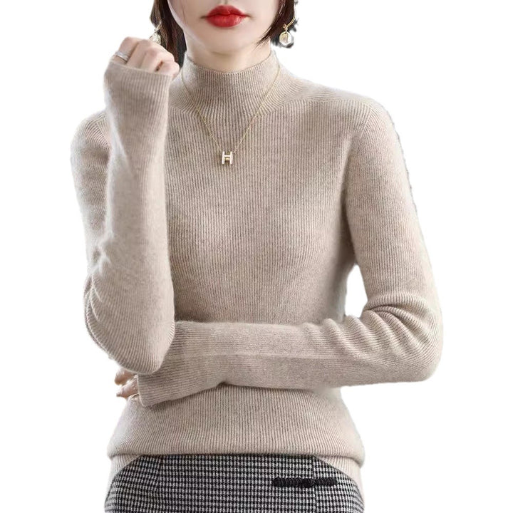 Women's Slim Short Roll Neck Sweater in Cozy Cashmere Look with Fine Rib Structure Mune Fashion