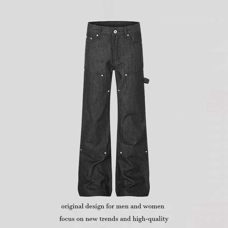 Women's wide carpenter jeans in palazzo cut with nail/hammer loop and reinforced knee sections Mune Fashion