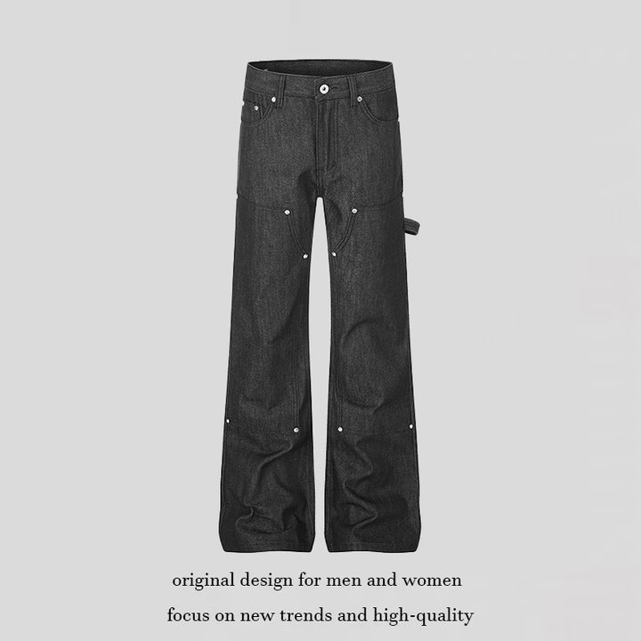 Women's wide carpenter jeans in palazzo cut with nail/hammer loop and reinforced knee sections Mune Fashion