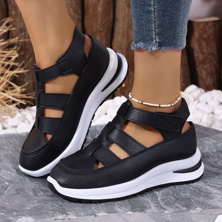Women's nan closed fisherman sandals made of synthetic leather with Velcro closure and cushioned platform outsole Mune Fashion