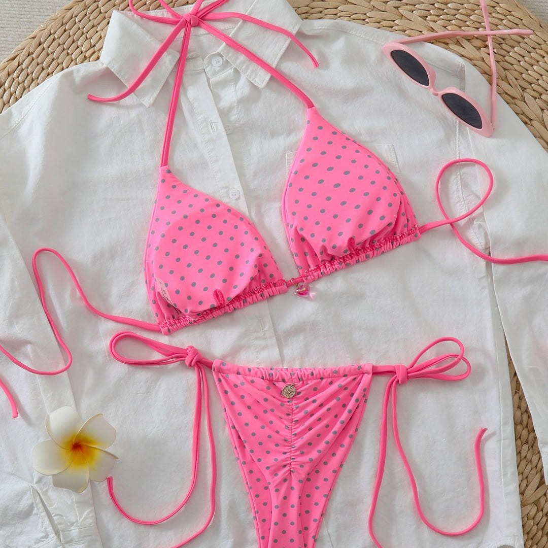 Women Triangle Bikini with playful dots and adjustable straps Mune Fashion