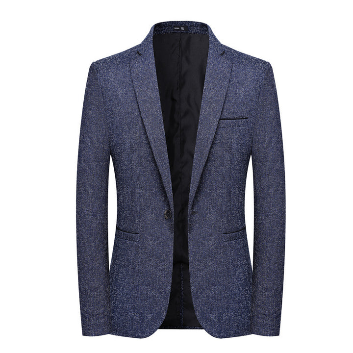 Men's Slim-Fit Structured Blazer in Linen-Tweed Look with Single-Button Silhouette Mune Fashion