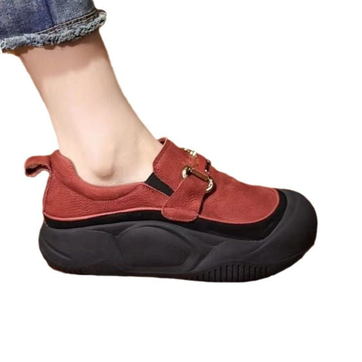 Women's Comfortable Slip-On Sneakers with Fashionable Buckle Mune Fashion