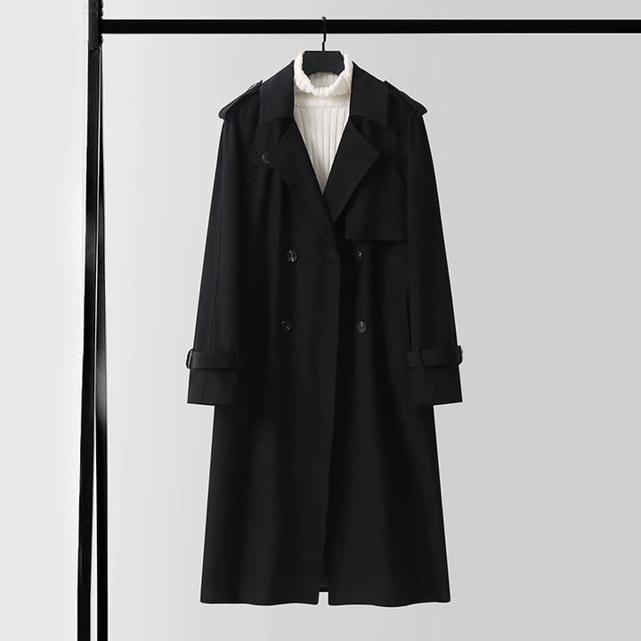 Men's Classic Double-Breasted Trench Coat made of lightweight Wool Blend with Shawl Collar and Epaulettes Mune Fashion