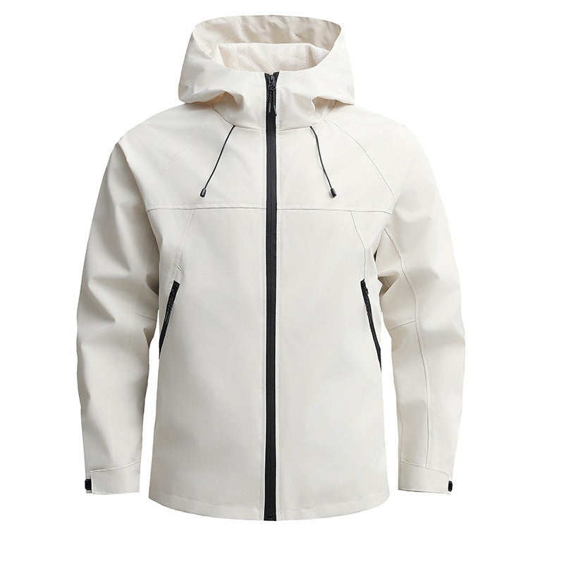 Men's Breathable Softshell Jacket with Two-Way Zipper, Adjustable Hood and Water-Repellent Surface Mune Fashion