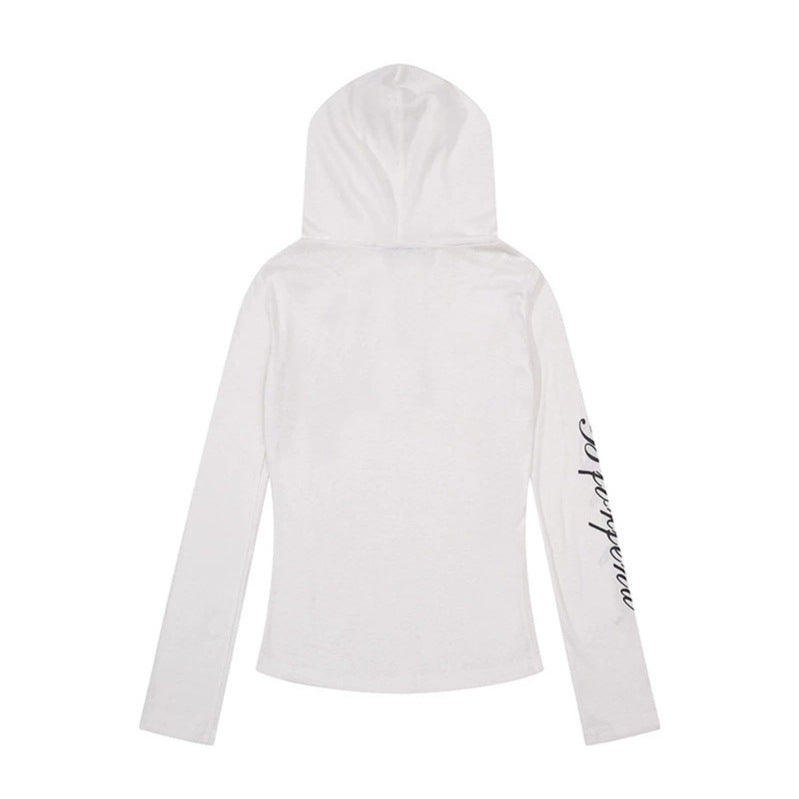 Women's Lightweight Long Sleeve Hoodie Henley Shirt with Button Placket, Hood and Music Print Mune Fashion