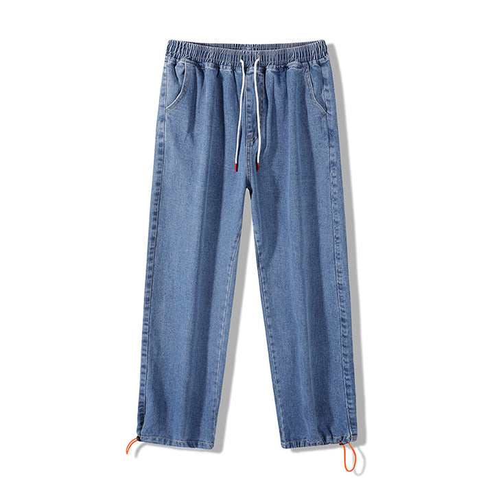 Men's Loose Denim Jogging Pants with Elastic Waistband, Drawstring & Adjustable Cuffs Mune Fashion