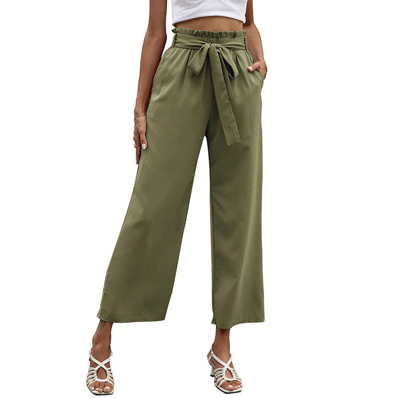 Ladies Elegant Palazzo Pants with Waist Belt Mune Fashion