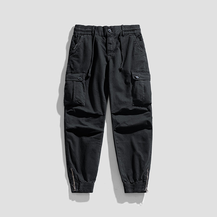 Men's Twill Cargo Jogger with elastic comfort waistband, multiple flap pockets, and zippered ankle Mune Fashion