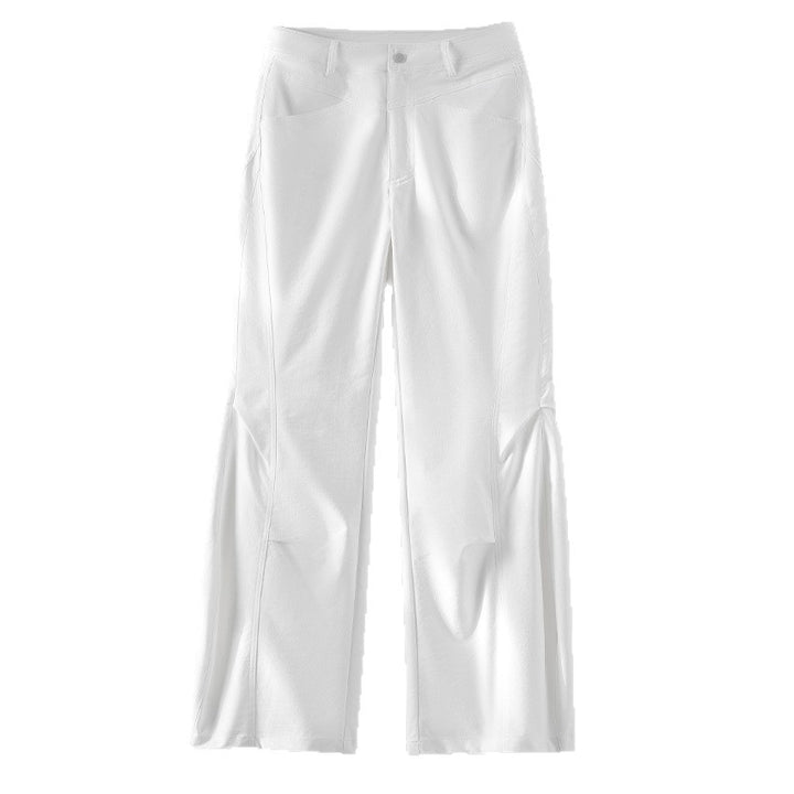 Women Wide High-Cut Trousers with Side Slit Panels and Distinctive Seam Details Mune Fashion