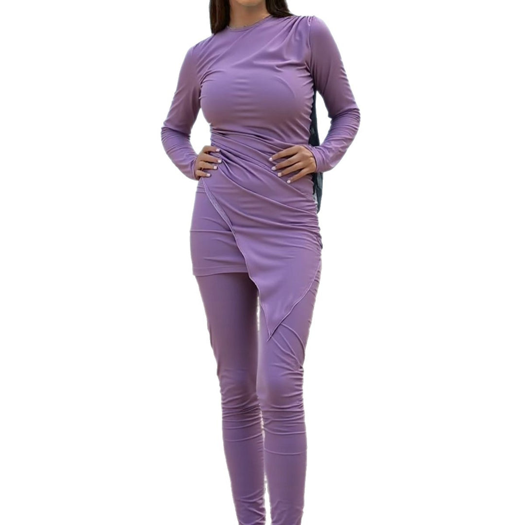 Women’s Sporty Long Sleeve Swimsuit with Wrap Design Mune Fashion