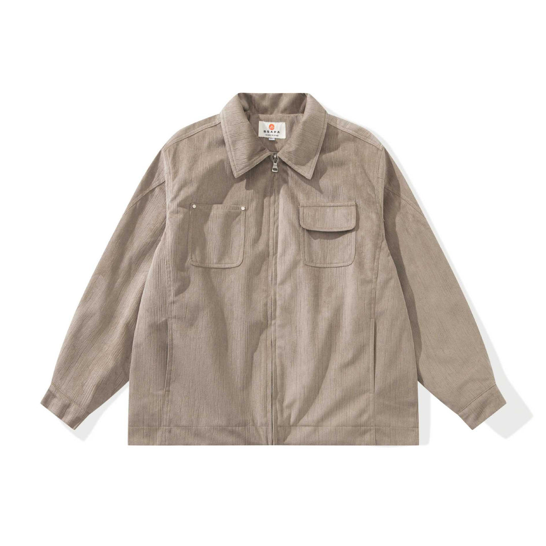 Unisex Boxy Cut Cord Over Shirt with Zipper and Flap Pockets Mune Fashion
