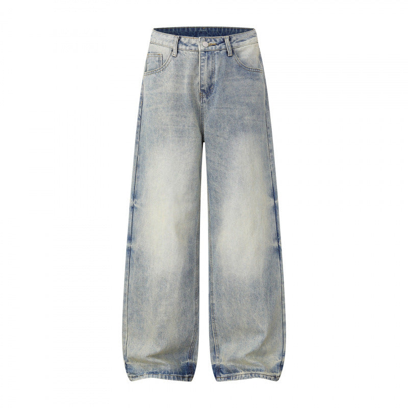 Women Wide High Waist Jeans Pants in Balloon Cut with Used Effect and Elastic Hem Mune Fashion