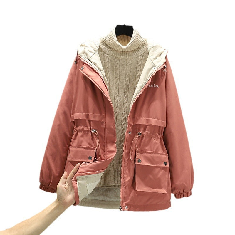 Women's Water-Repellent Hooded Parker with Teddy Lining Tunnel Drawstring Waist and Multiple Pockets Mune Fashion