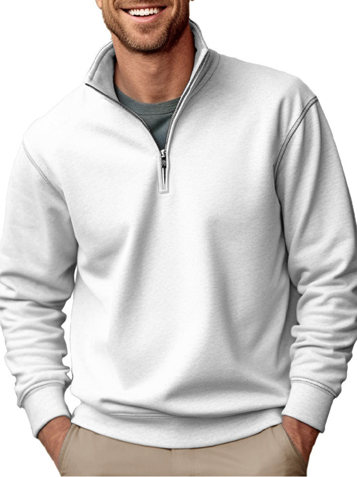 Men's half-zip sweatshirt with stand-up collar and soft fleece interior lining Mune Fashion