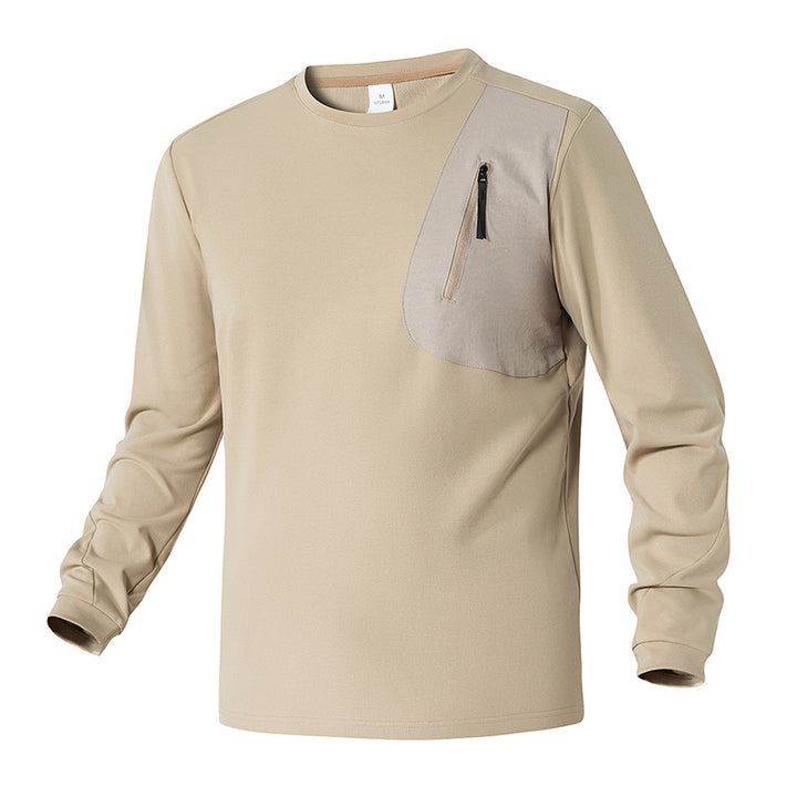 Unisex Oversize Long Sleeve Sweatshirt with Chest Zipper Pocket and Crew Neck Mune Fashion
