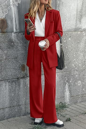 Women Two-Piece Oversized Blazer and High-Waist Wide-Leg Pants Set Mune Fashion