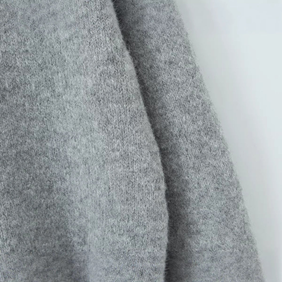 Women Oversize Mohair Look Pullover with Round Neck and Raglan Sleeves Mune Fashion