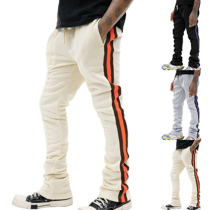 Men's Slim-Fit Jogging Pants with Drawstring, Distinctive Decorative Seams & Side Panel Mune Fashion