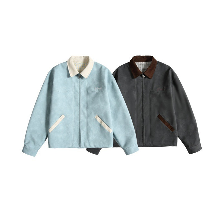 Women Oversize Suede-Look Bomber Jacket with Cord Collar and Concealed Zipper Mune Fashion