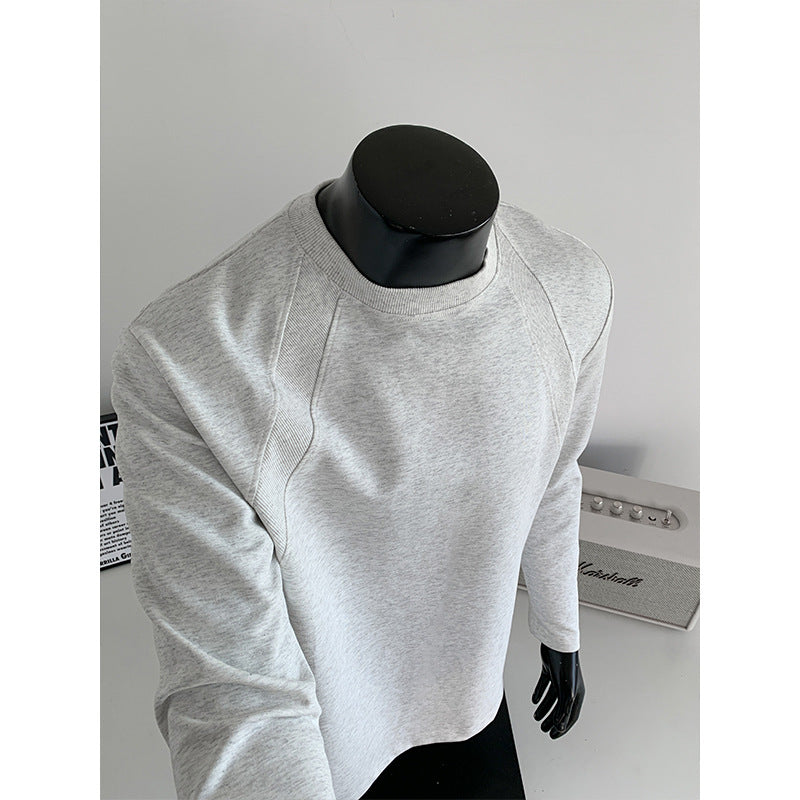 Men's Fine Long Sleeve Sweatshirt with Light Stand-up Collar and Raglan Seams Mune Fashion