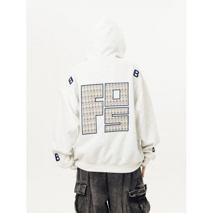 Unisex Oversized Hoodie with large intarsia block print and ribbed hem Mune Fashion
