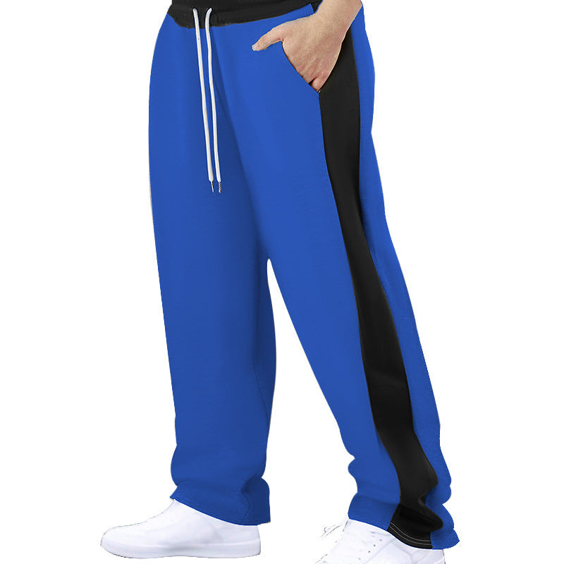 Men's stylish jogging pants with contrast side panel straight leg drawstring waistband and pockets Mune Fashion