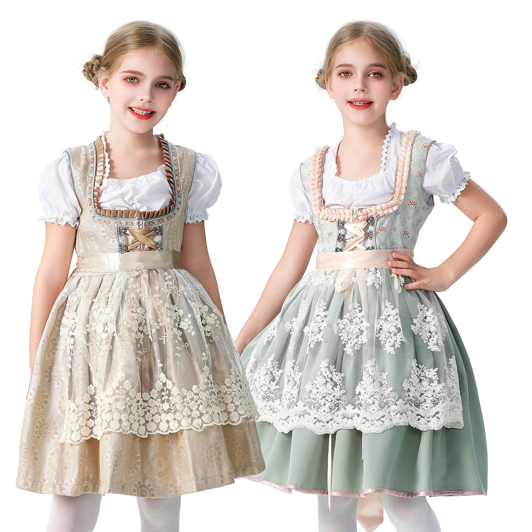 Ladies' elegant girls' traditional dress with ruffled corset and lace embroidery Mune Fashion
