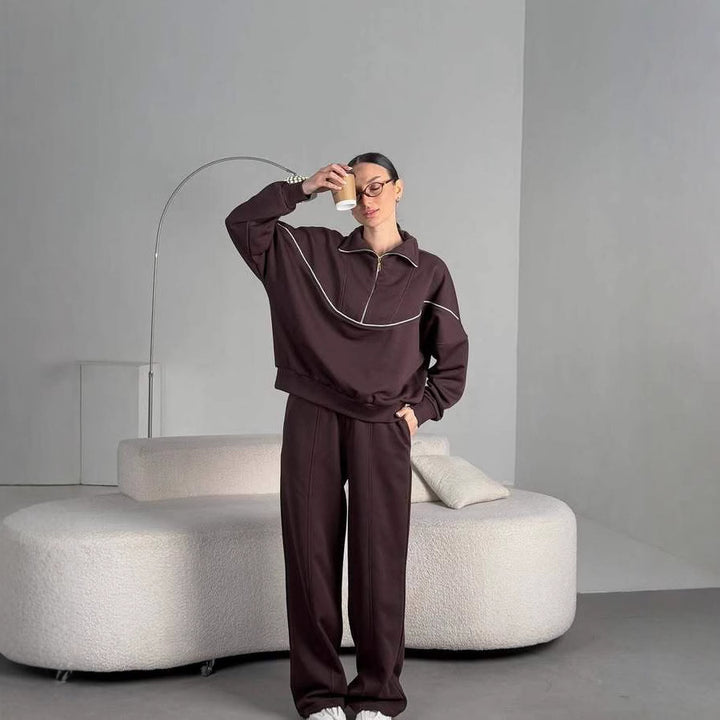 Ladies sporty sweater and wide jogging pants set Mune Fashion