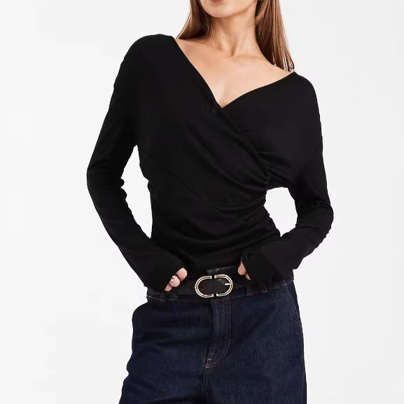 Women Playfully Cut Wrap Top Mune Fashion