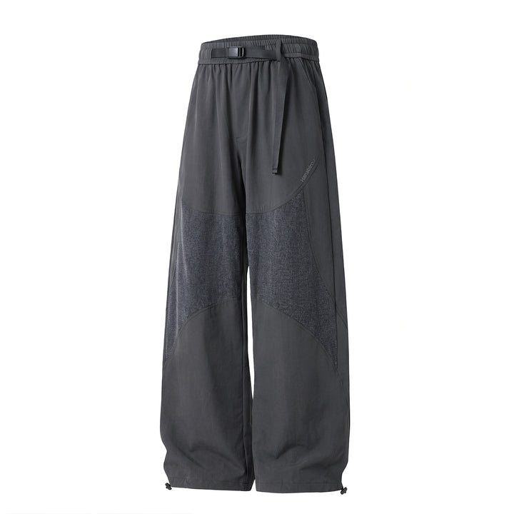 Women Wide High-Waist Utility Pants with Inserts, Adjustable Elastic Waistband and Drawstring Hem Mune Fashion