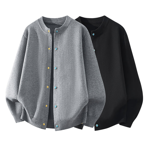 Unisex Oversized Knit Bomber Jacket with Snap Button Placket, Ribbed Cuff & Soft Waffle Texture Mune Fashion