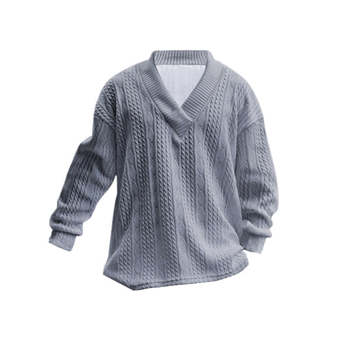 Men's Oversize Cable Knit Long Sweater with Deep V-Neck and Matching Knit Pants Mune Fashion