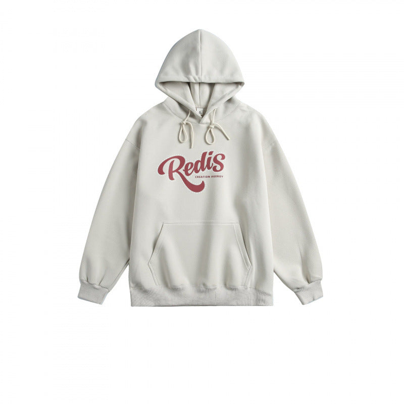 Unisex Oversized Hoodie with Kangaroo Pocket, Logo Print and Wide Ribbed Hem Mune Fashion