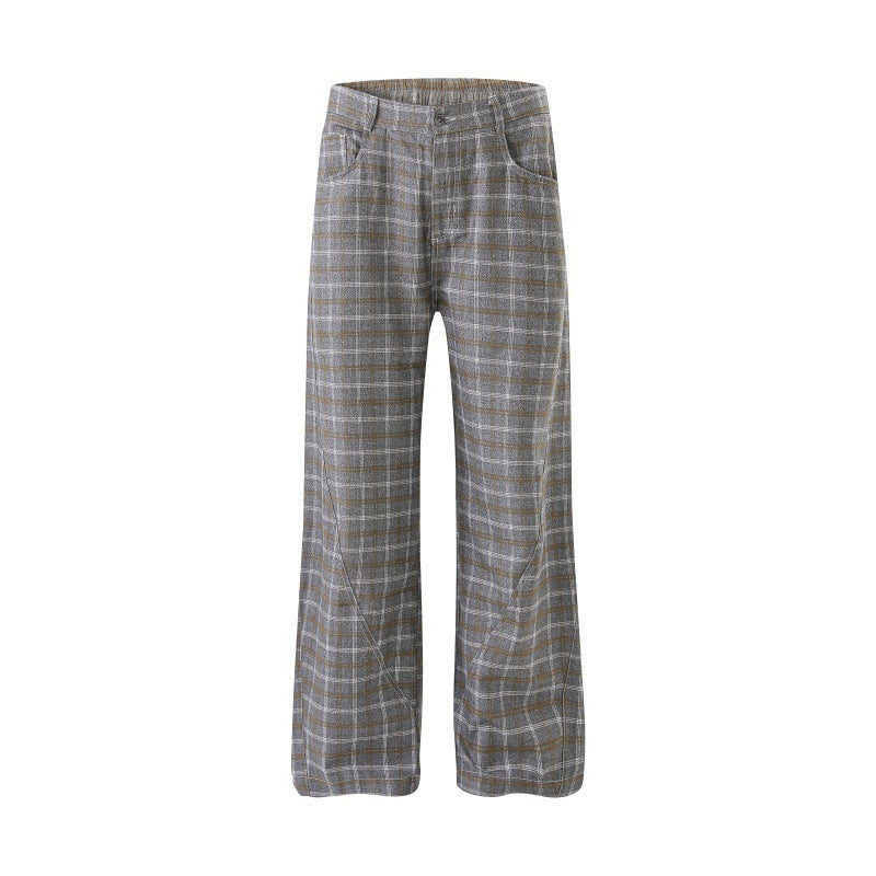 Women High-waisted wide checkered Culotte pants with crease Mune Fashion