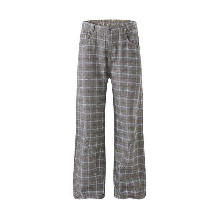 Women High-waisted wide checkered Culotte pants with crease Mune Fashion